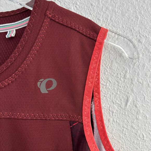 Pearl Izumi Full Zip Cycling Vest Women Large Dark Red Pockets Lightweight - Picture 3 of 6